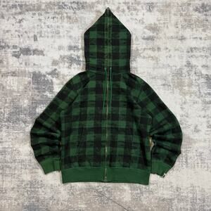 Authentic Bape 2000’s Plaid Camo Full Zip Hoodie M